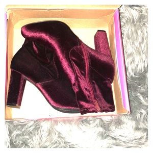 Velvet heel booties... wine color